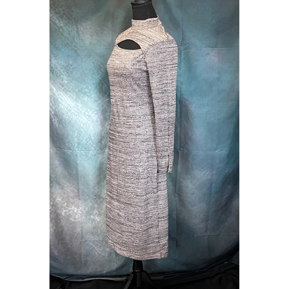Jessica Simpson Mock Neck Cutout Ribbed Knit Midi Dress Rose Cloud Size M - Picture 2 of 6